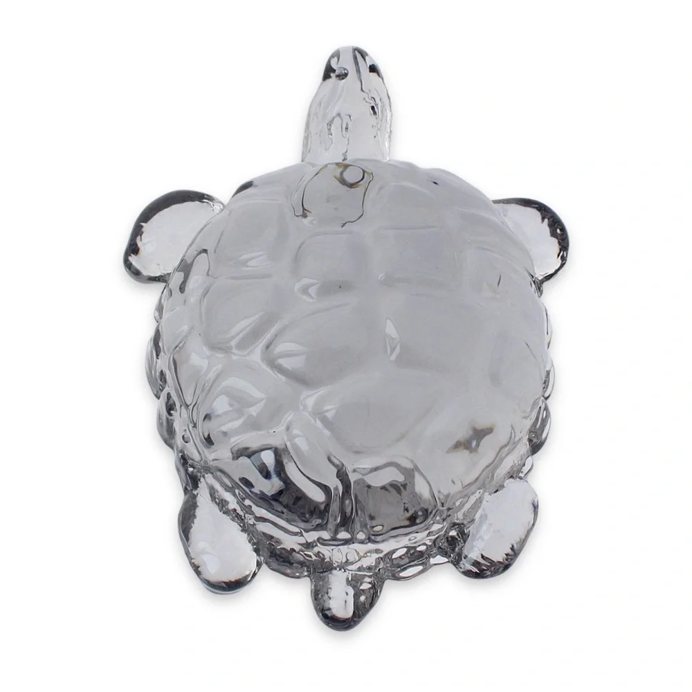 Vintage Gray Smoke Glass Turtle / Tortoise Figurine Realistic Statuette